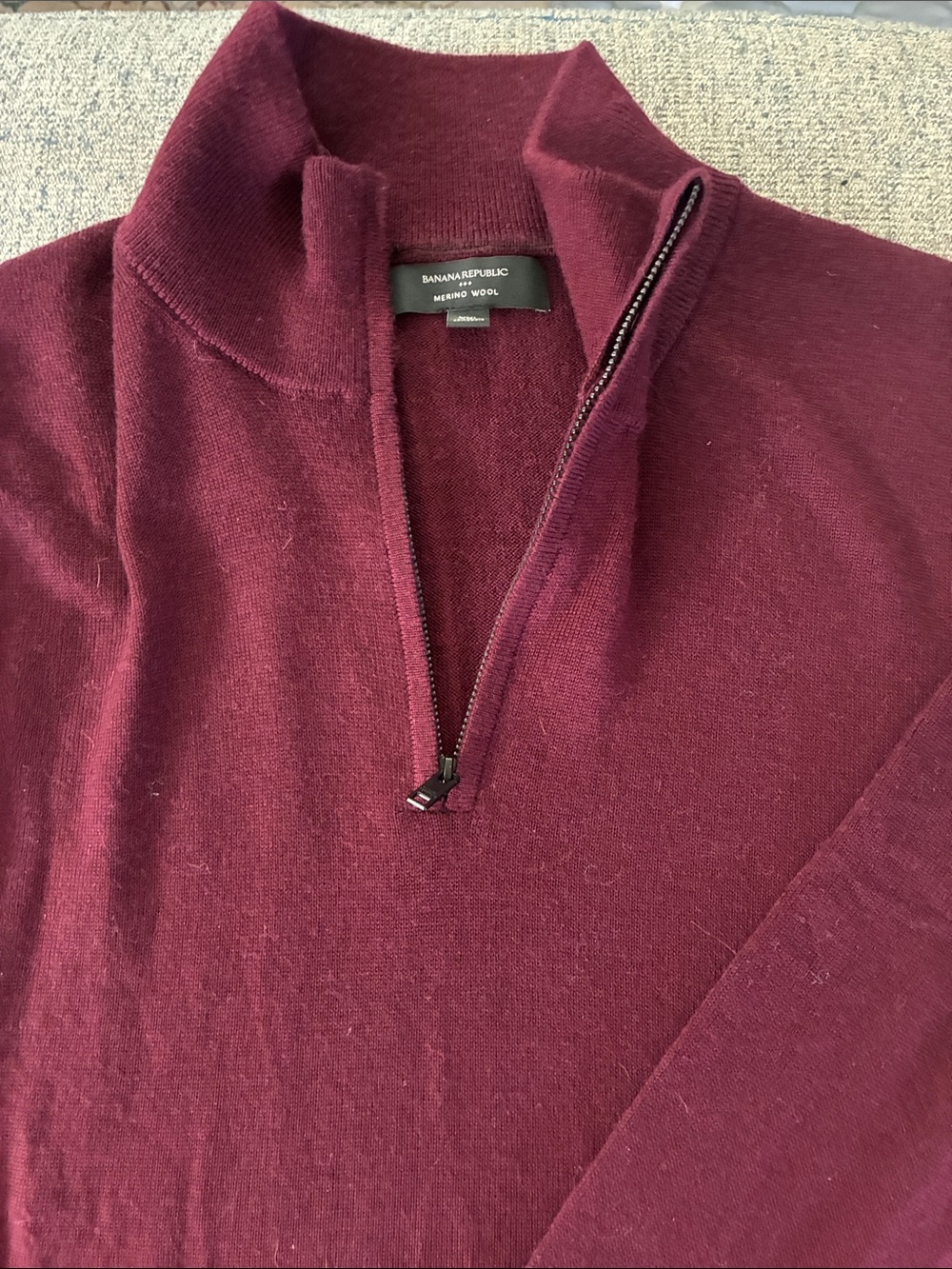Banana Republic Men's Merino Wool Half-Zip Sweater - Wine
